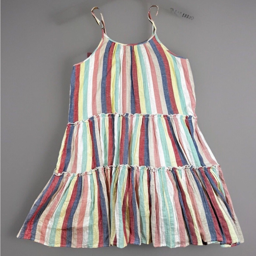 THML Dress Womens Small Multicolored Striped Ruffled Layers Sleeveless Mini NWOT